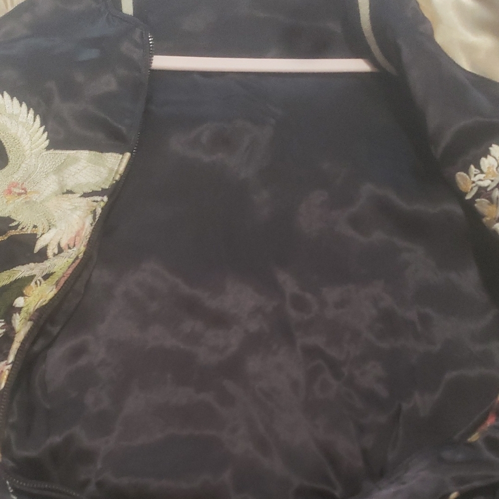 Embroidered Black and Gold Bomber Jacket - Picture 8 of 12